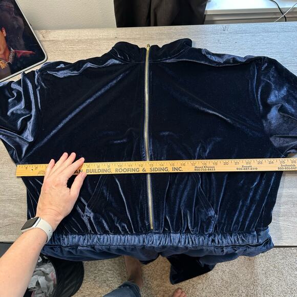 Fabletics Velour Zip-Up Wide Leg One Piece Jumpsuit Blue 4X - Picture 14 of 15